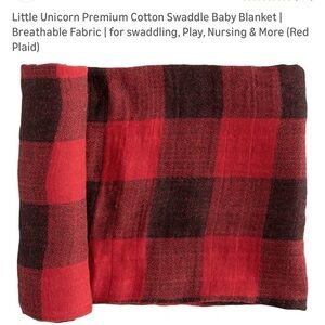 LITTLE UNICORN COTTON MUSLIN SWADDLE RED PLAID BLANKET
